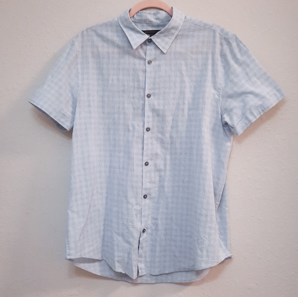 John Varvatos Plaid Short Sleeve Button Down M